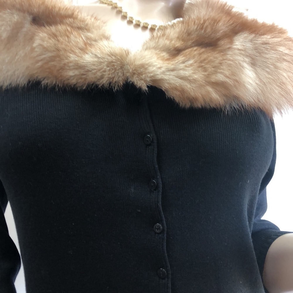 Willi Smith Fur Collar Silk Sweater M - Picture 14 of 14